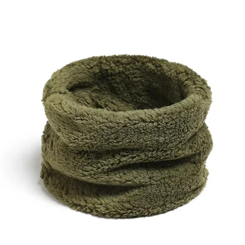 Solid Cashmere Plush Warm Winter Ring Scarf Women Men Knitted Full Face Mask Snood Neck Scarves Thick Muffler 2025 New