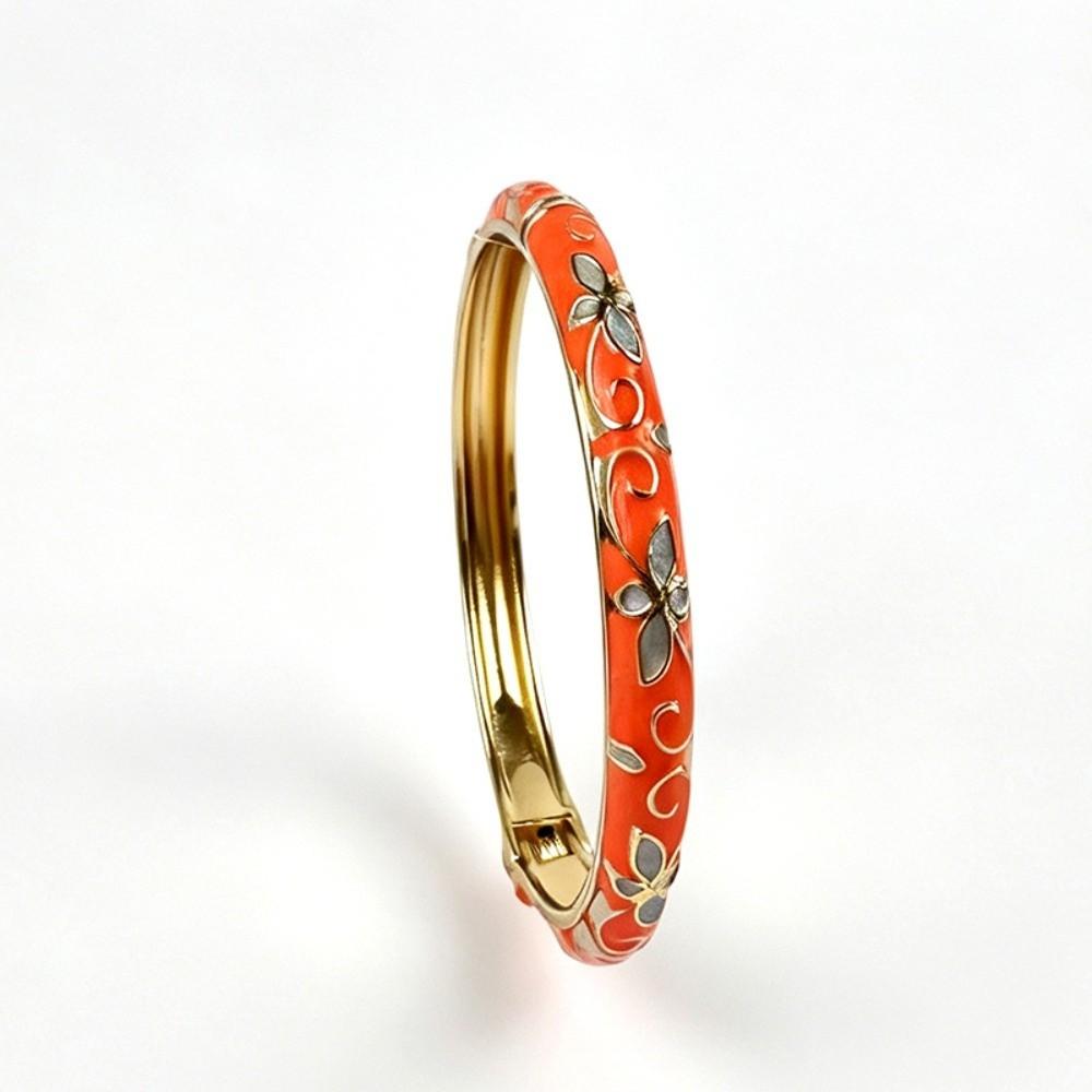 Enamel Vintage Cloisonne Bangle Traditional Women's Hand Bracelet Vintage Flower Bangle  Girls