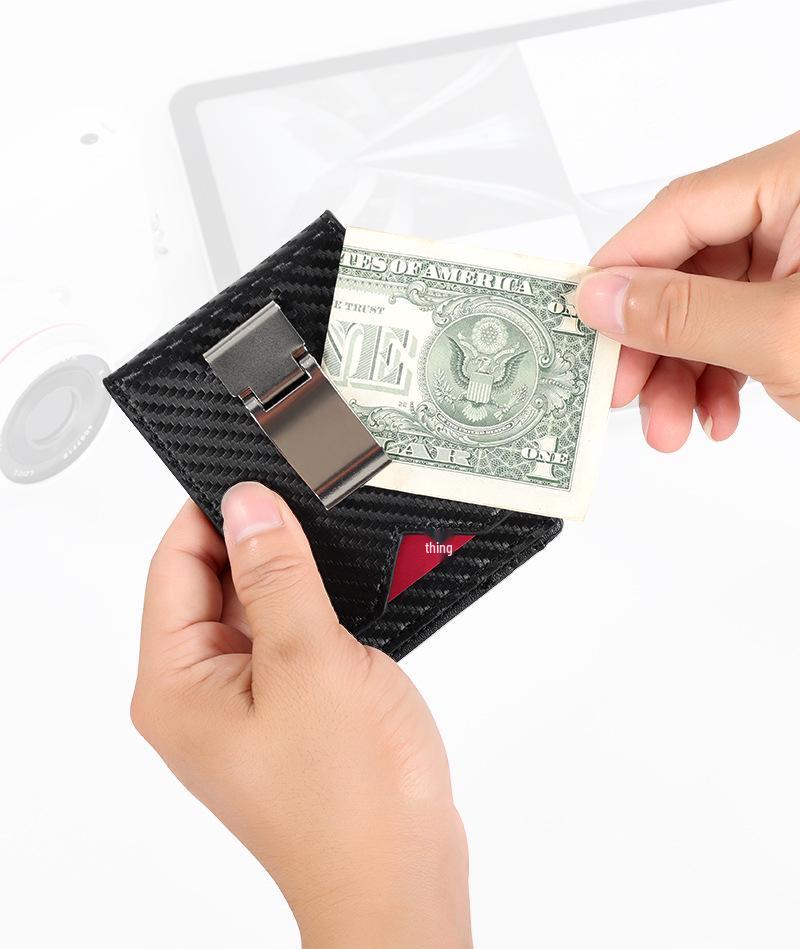 Multifunctional Minimalist Metal Money Clip Wallet with PU Leather and Multiple Card Slots for Men