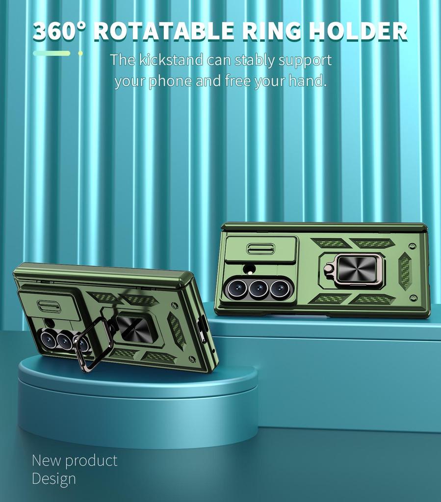 Samsung Z Fold Phone Case - Compatible with Fold7/6/5, Lens & Hinge Protection, Flip Cover with Ring Holder