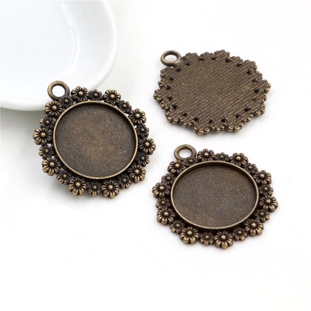 

10pcs 20mm Inner Size 4 Colors Plated Classic Flower Style Cabochon Base Setting Charms Pendant Tray бронзовый