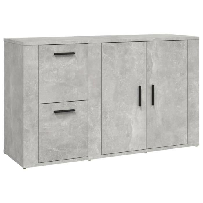 821000 vidaXL Buffet Gris béton 100x33x59,5 cm Bois d'ingénierie