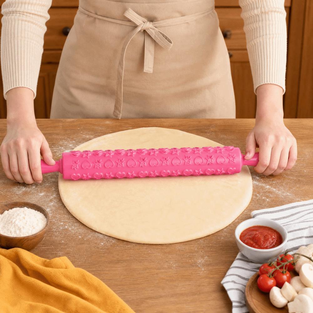 Non-Stick Cake Rolling Pin PP Plastic Dough Roller Durable Embossing Rolling Pin  Clay Craft