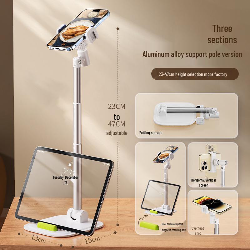Soporte para teléfono móvil 2025: Soporte de Escritorio para Transmisión en Vivo y Selfies Cenitales, Uso Universal para TikTok y Videos.