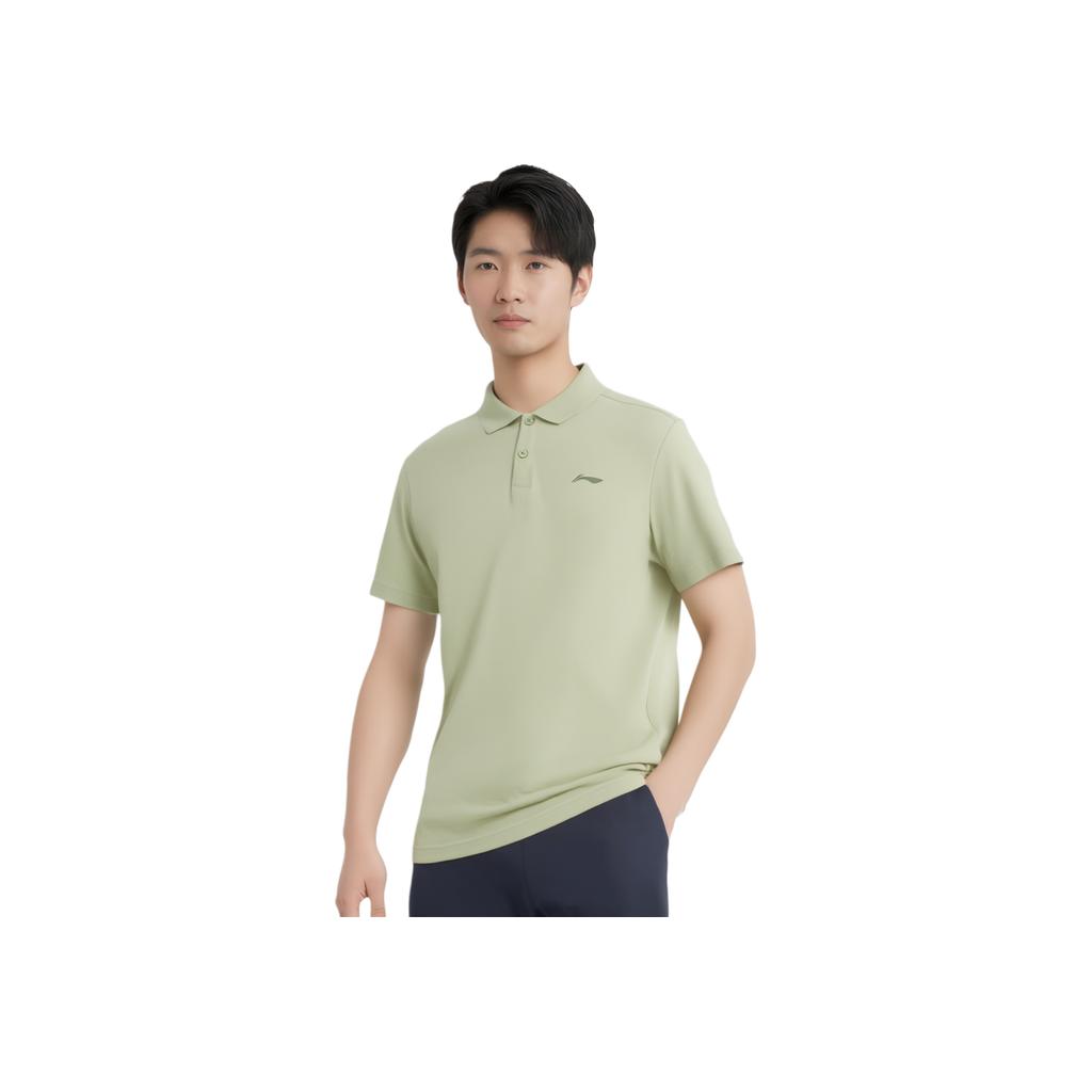 Li-Ning Sports Life Series Solid Color Casual Polo Shirt Unisex Tops Green APLT029-11