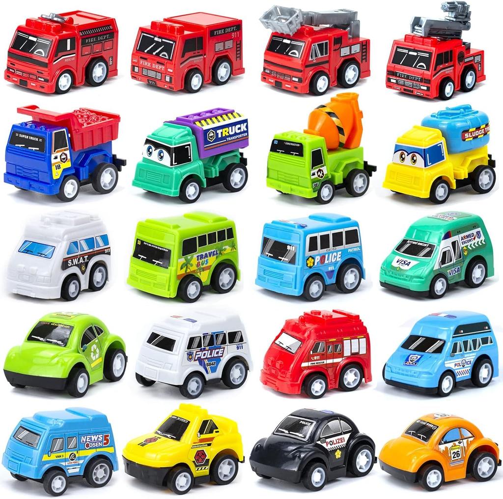 Huang Yem 20 Pieces Mini Car Toys Construction Vehicles Car Toys Excavator Car Toys Super Variety Working Cars Pull Back Construction Vehicles Kids