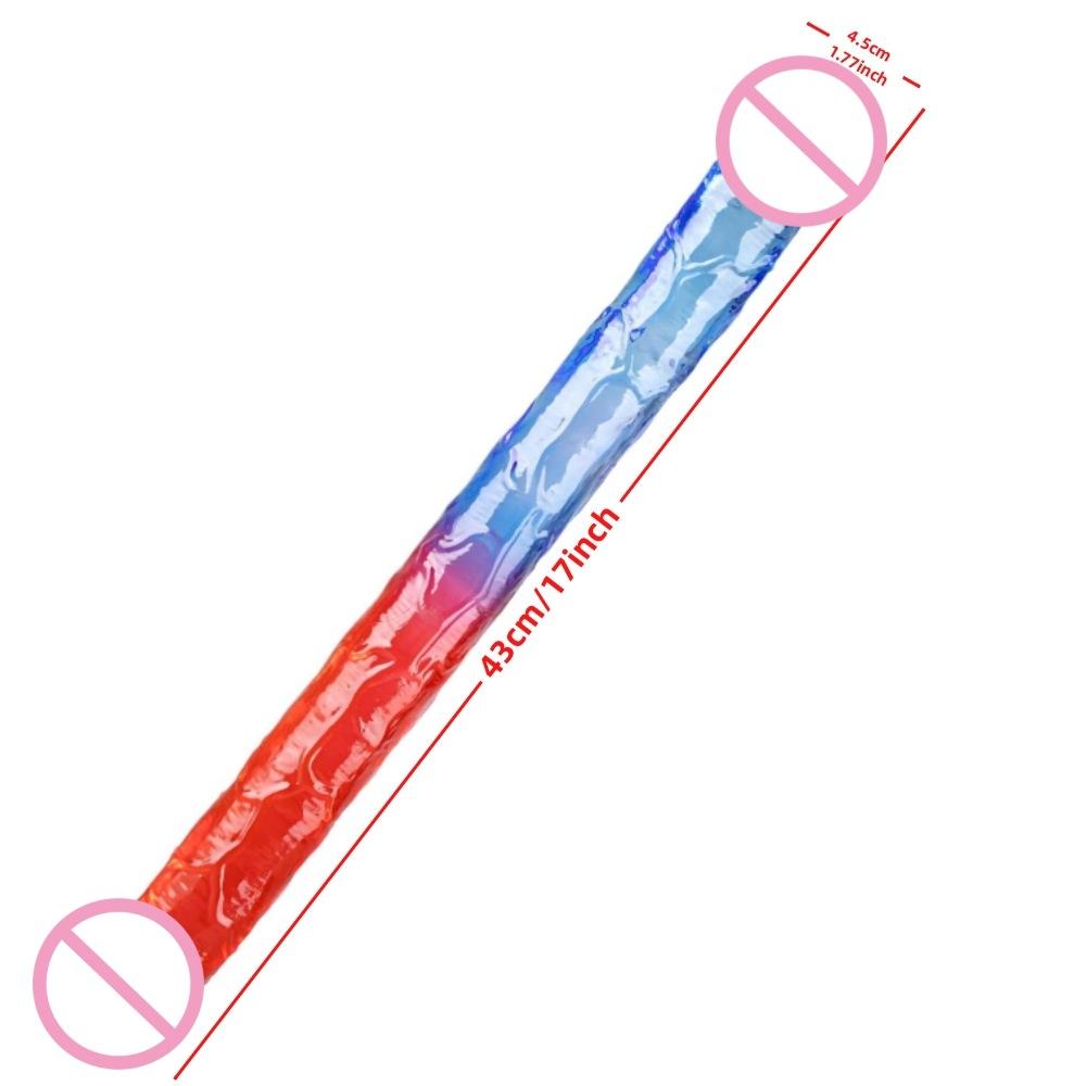 Double-Headed Lala Dildos Sex Toy Female Comrade Double-Headed Dragon Two-Color Jelly Color Dildo Butt Plug