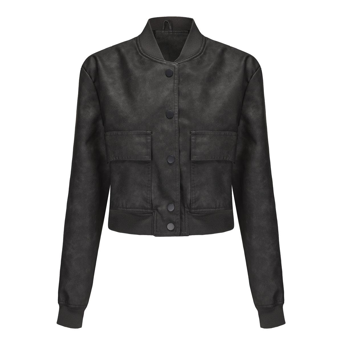 

Свободный кардиган, пальто, повседневная куртка, модная ребристая усадочная кожаная куртка для женщин 3XL чёрный