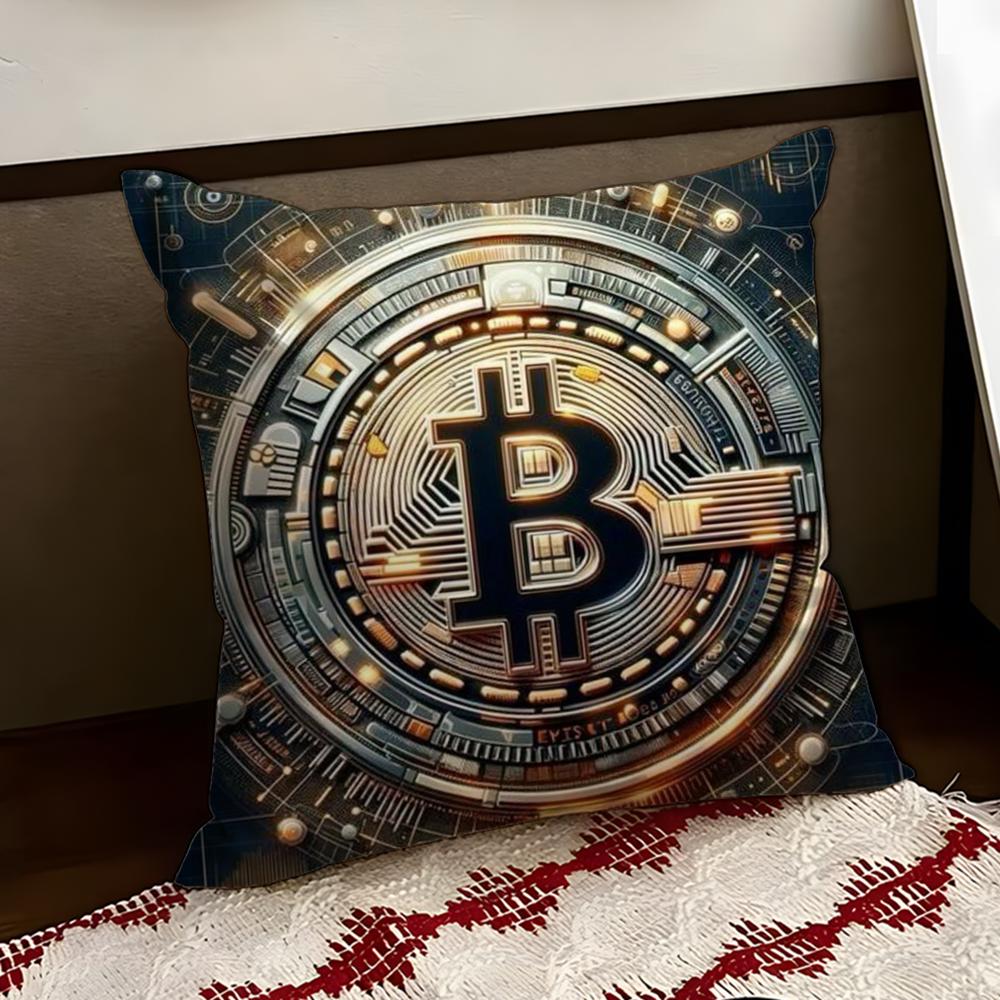 BBitcoin Cryptocurrency Btc Cushion Cover Reversible Soft Durable Pillow Cover Home  Car MultiScene Use for Daily Comfort