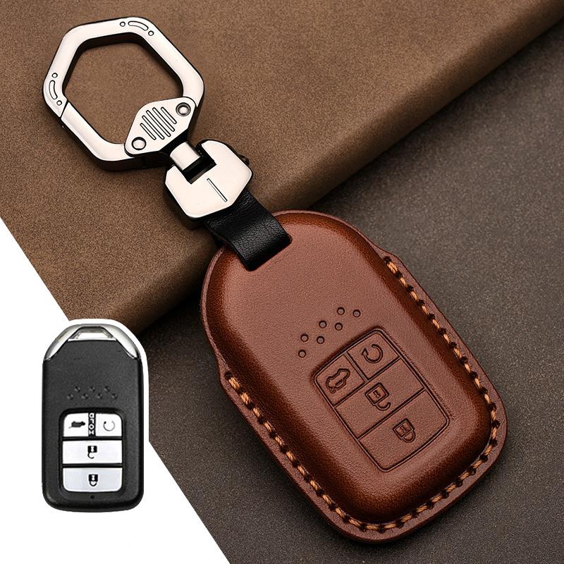 Leather Car Key Case Cover Shell for Honda Civic Accord Fit Hrv Crv Jazz City Protector