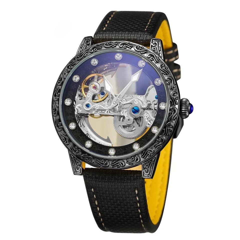 European-american Style Men's Fashion Casual Hollow Single Bridge Movement Automatic Mechanical Watch