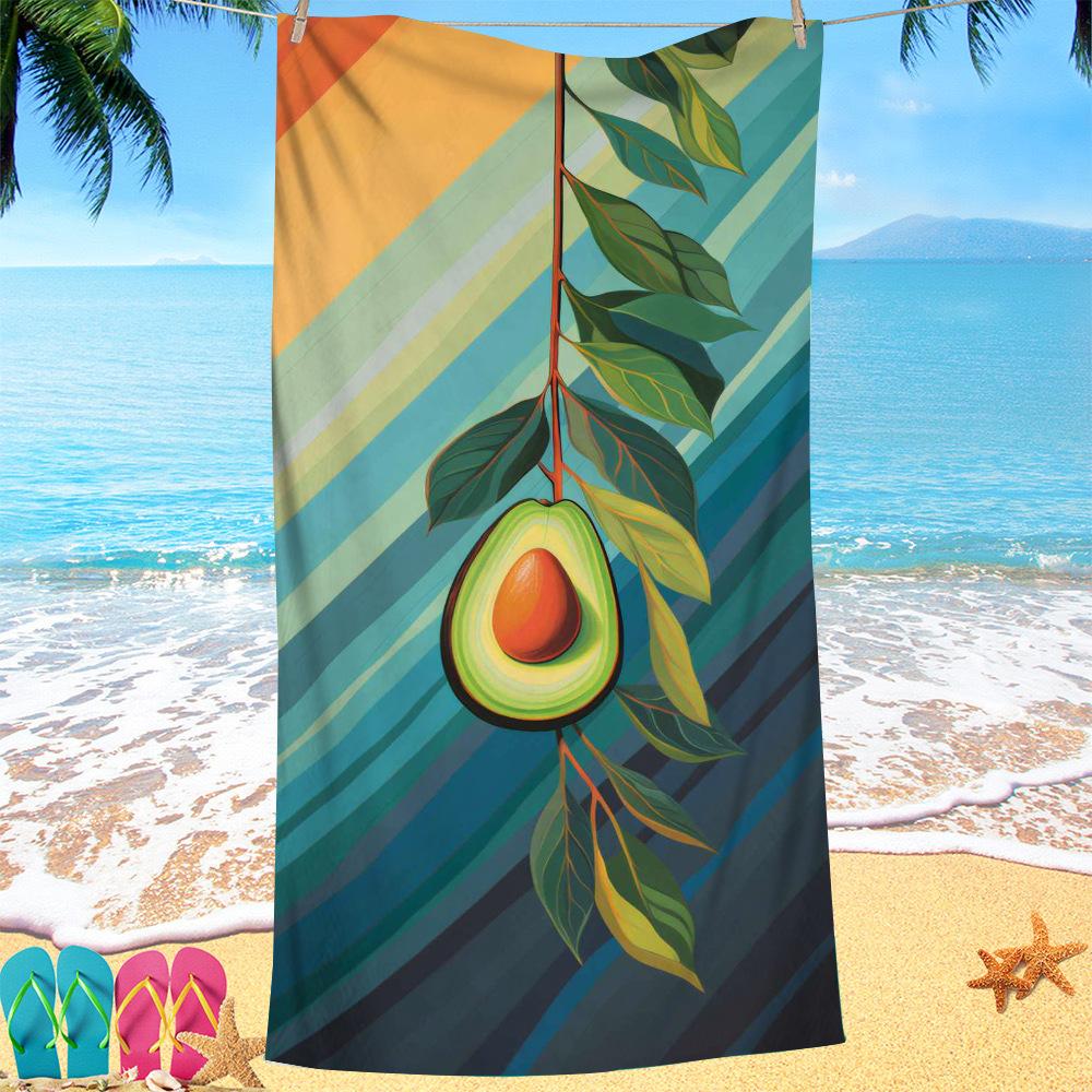 

Painted Avocado Collection digital-printed polyester Superfine fiber double-sided fleece Beach vacation bath towel, beach towel W40*H60(CM)