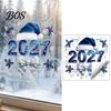 Indoor Outdoor Window Art 2027 New Year Christmas Static Cling, Glue?Free Snowflake Glass Easy Apply Film Sticker, Reusable Holiday Stickers