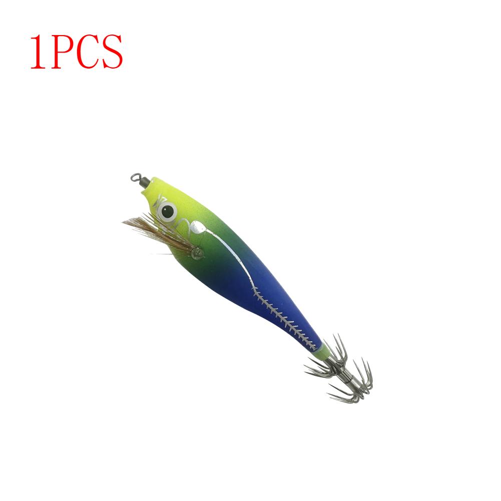 3 To 1 PCS Shrimp Fishing Bait Squid Fish Hook Wooden Octopus Fishing Bait Cuttlefish Artificial Fishing Bait Hard Bait Swinging Fishing Gear