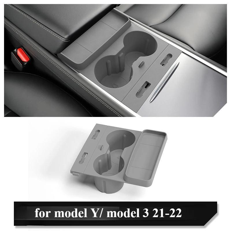 For Tesla Model Y Multifunctional Water Cup Holder Central Control Storage Box Model3 Drinks Holder Storage Tray Car Accessories
