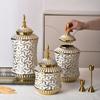 Light luxury ceramic general bottle storage jar Hotel flower arrangement ornament white gold ceramic vase large flowerpot decor