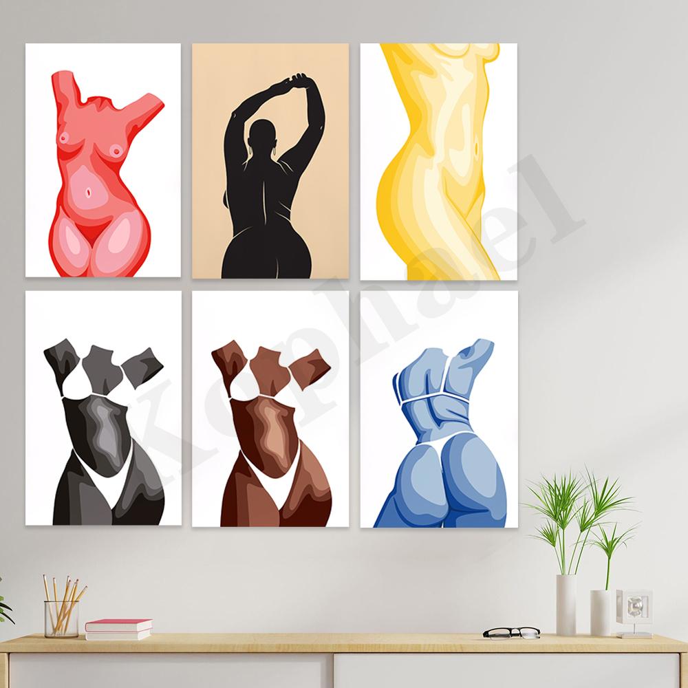 

Абстрактные акварельные линии женского человеческого тела. Современное искусство рисования с пышными формами. Подарок для друзей. Минималистичный плакат для украшения стен дома 21cm×30cm NoFrame