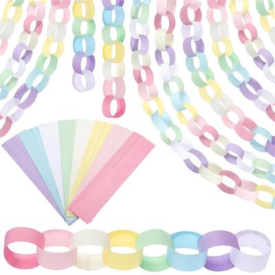 T02C!Doppelseitiges Klebeband Enthalten 1000 Blatt Papierketten-Girlandenstreifen Für DIY-Konstruktionsketten Für Geburtstag Hochzeit Feiertag P