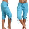Plus Size Casual Women's Solid Color Sequined Pleated Drawstring Capri Pants