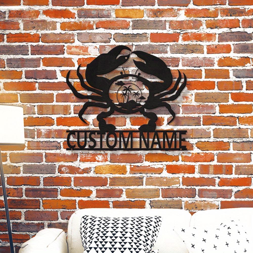 Vintage Beach Crab Metal Wall Art Outdoor Home Decor Sign