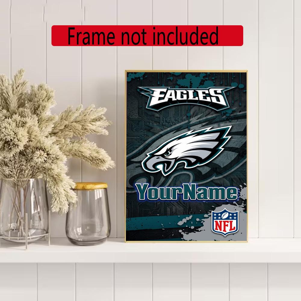 Philadelphia Eagles Customize Your Name Diamond Painting Round Diamond Rhinestones Mosaic Diamond Embroidery Wall Paintings Rhinestones Gift Frameless