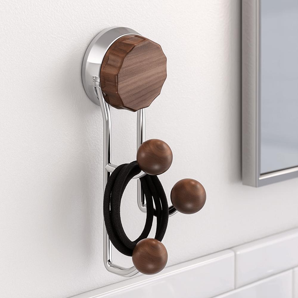 Without Punching Wood Grain Hook Stainless Steel Vertical Hook Shelf  Home Organization