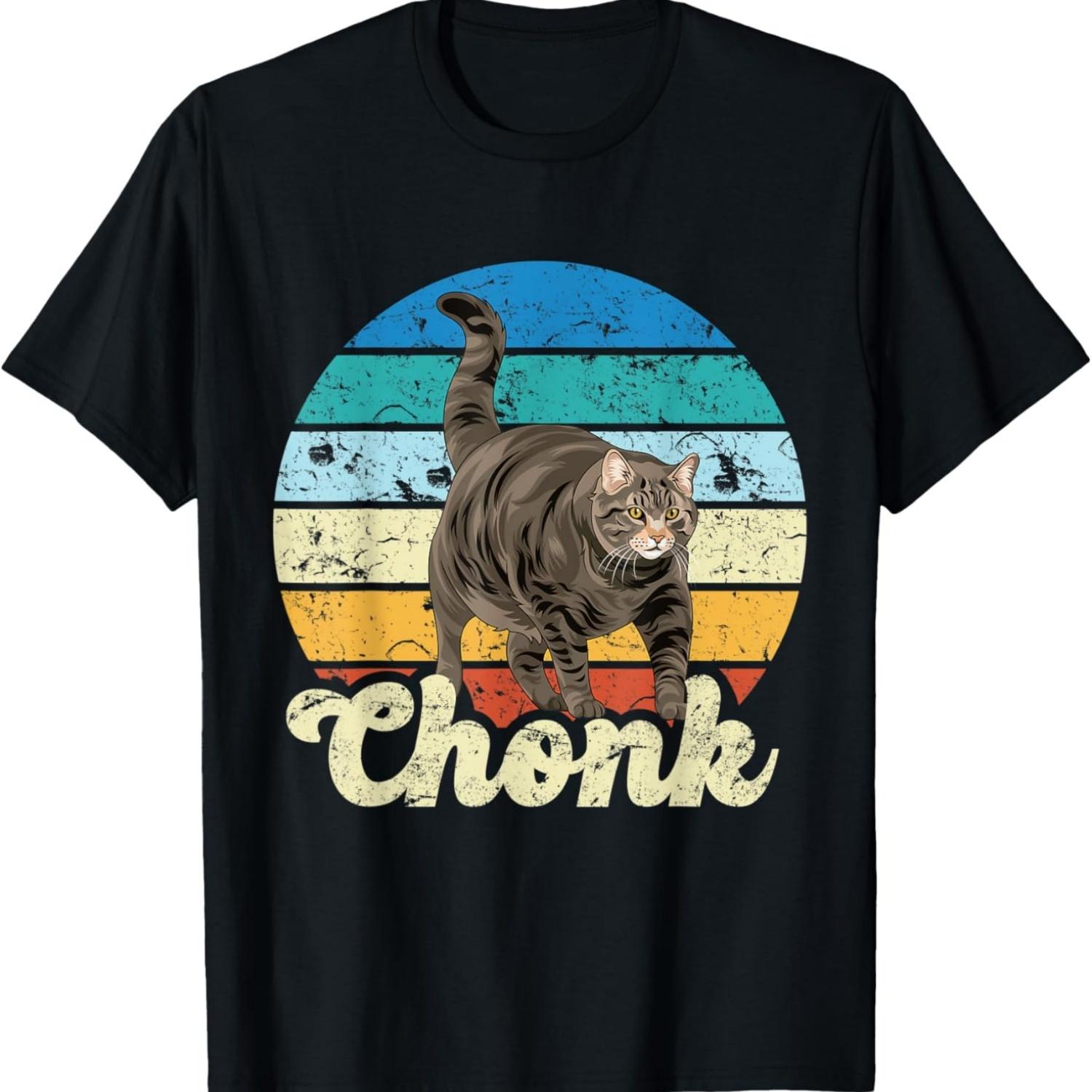 Funny Chonk Meme Cat Love Chonk Scale Funny Cat Meme T-Shirt for Men Women Kids S чёрный
