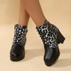 Womens Leopard Lightweight Fashion Hundred Soft Elastic Comfortable Ankle Boots Shock Absorbing Anti-slip Casual Sports Martin Boots