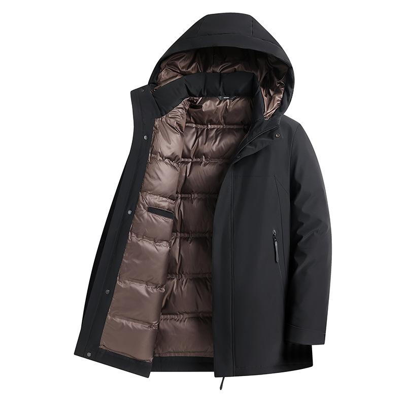 

Зимняя мужская куртка-пуховик деловая повседневная теплая с капюшоном пальто средней длины мужская новая утолщенная мужская одежда 4XL