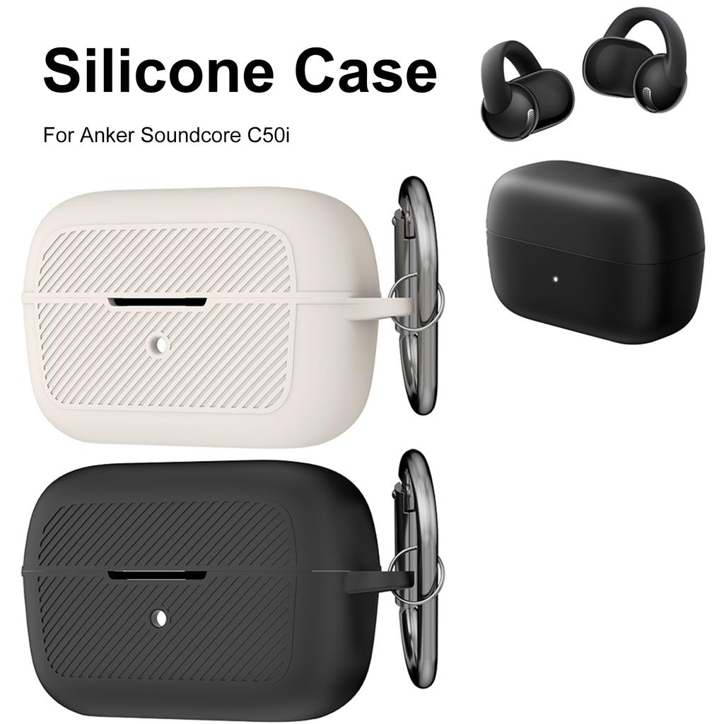 Wireless Earbuds Protective Shell for Anker Soundcore C50i Earbuds Charging Case with Carabiner Shockproof Protective Skin Case