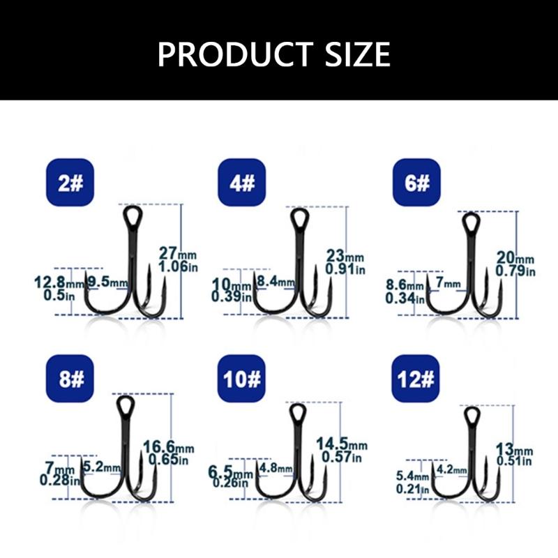 Fishing Tackle Accessories Treble Hook Set High Carbon Steel Round Bend Hook Professional Barbed Fishing Hook for Lures