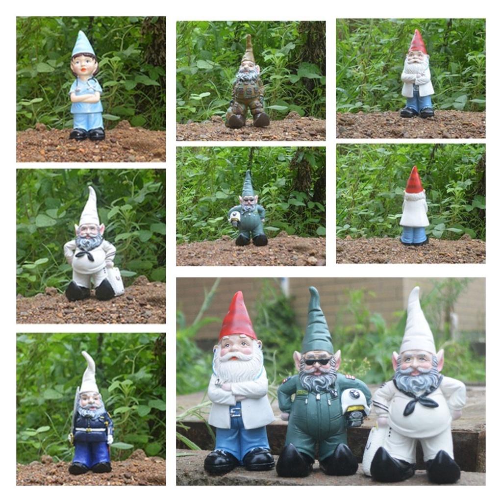 Creative Resin Gnome Elf Doctor Nurse Pilot Garden Ornament