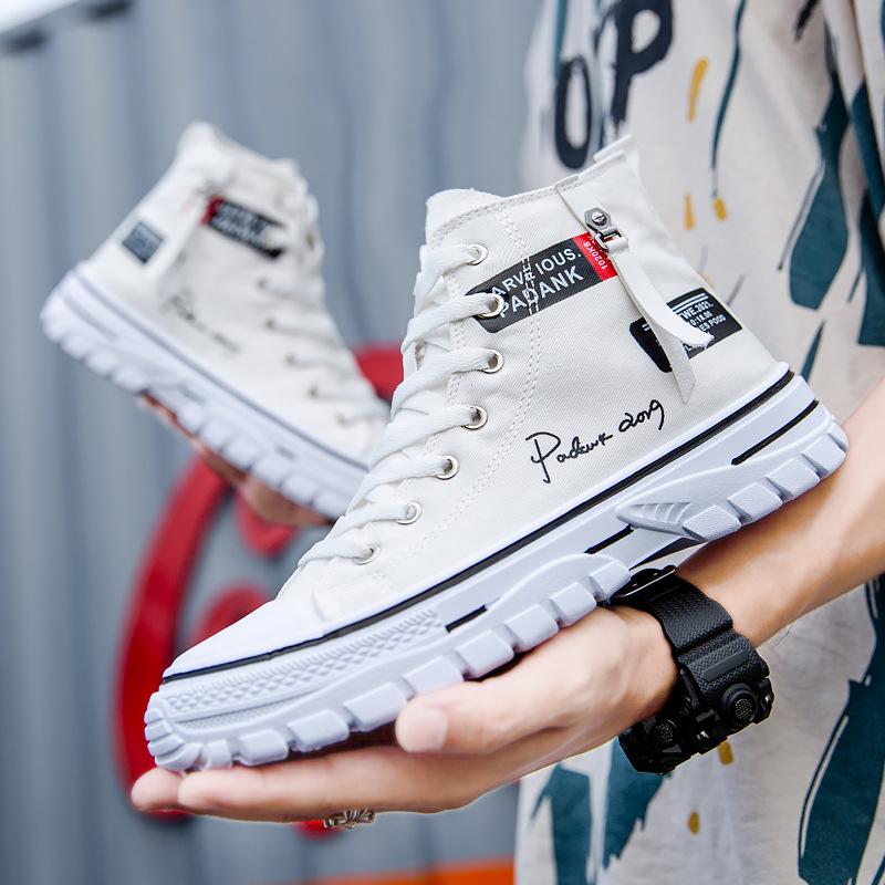 2025 Autumn Men's High-Top Canvas Shoes - Trendy Korean Style Casual Footwear for Students
