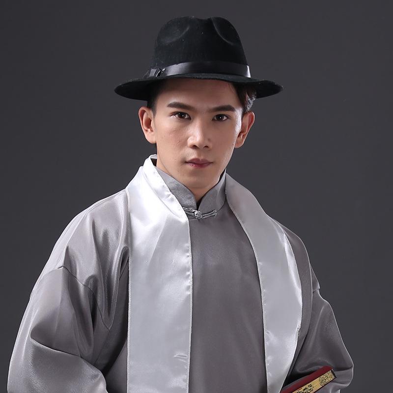 Men's Black Fedora and Robe Set: Long Gown and Magic Prop Hat
