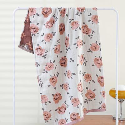 80x160cm Flowers White Bath Towels 5-layer Cotton Gauze Soft Bath Towel Absorbent Quick-drying Towel for Bathing