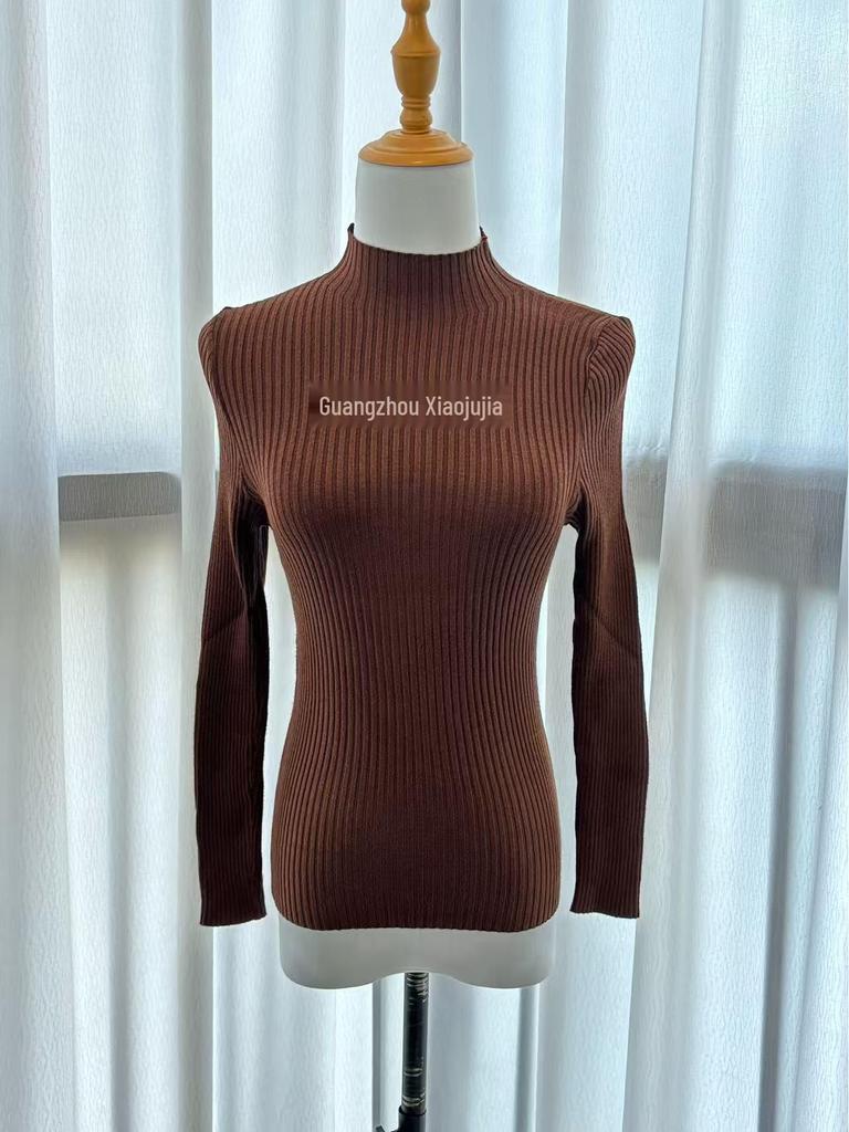 Women's White Knit Sweater: Half High Neck, Versatile Inner Wear for Autumn/Winter 2025