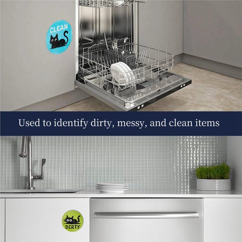 2025 Trend Double Sided Reversible Magnetic Clean Dirty Sign For Cats- 2 Pcs Funny Cat Dishwasher Flip Magnet Boards For Kitchen