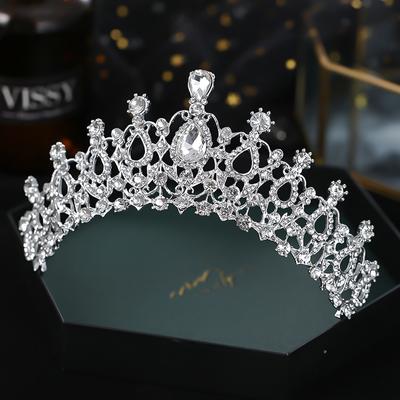 Neue Silber Farbe Kristall Diademe Für Frauen Hochzeit Tiaras Kronen Strass Haar Ornamente Kopfschmuck Braut Mode Schmuck
