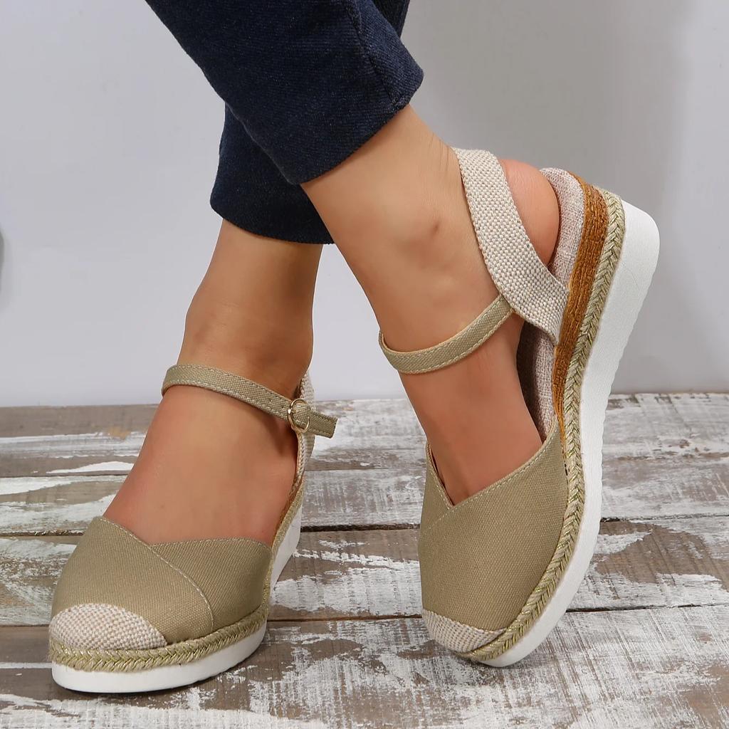 Fashion Women Closed Toe Wedge Sandals Women Summer Buckle Strap Gladiator Shoes Woman Fashion Espadrilles Platform Sandalias 2025