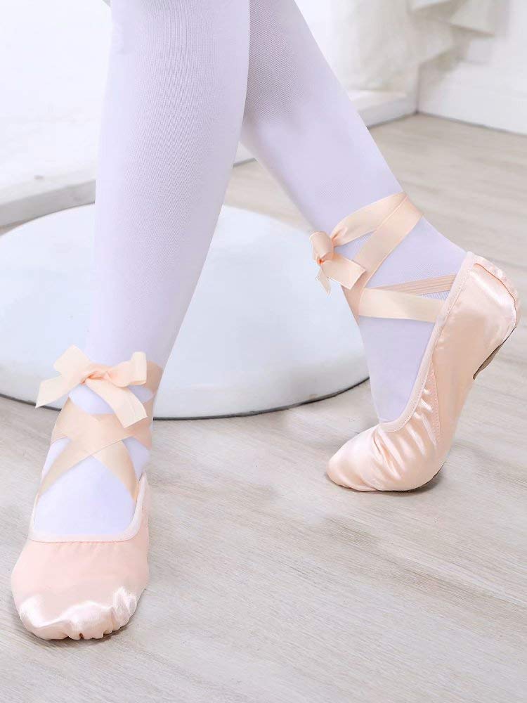 [s.lemon] Scarpette da Ballo in Raso con Nastro Scarpe da Ballo Balletto Suola Divisa