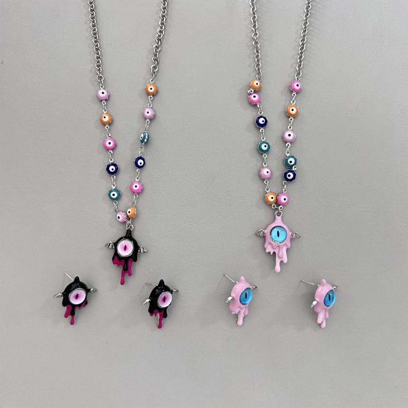 Evil Eye Necklace Evil Eye Ear Pins Sweet and Fashionable Alloy Accessories Evil Eye Jewelry for Party Wedding Daily