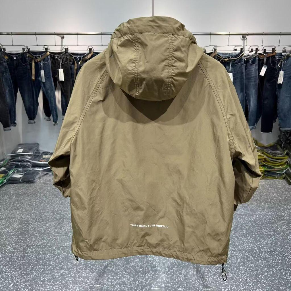 Men's Spring Windbreaker: Casual Loose Hooded Jacket with Big Zipper Pocket