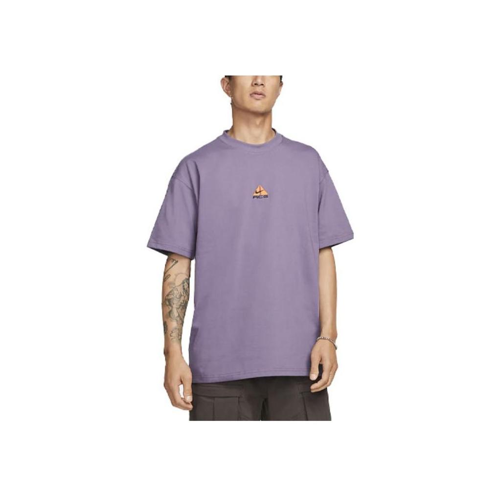 Nike ACG Einfarbige Kleinlogo Rundhals Freizeit Kurzarm T-Shirt Herren Oberteile Lila DQ1816-553