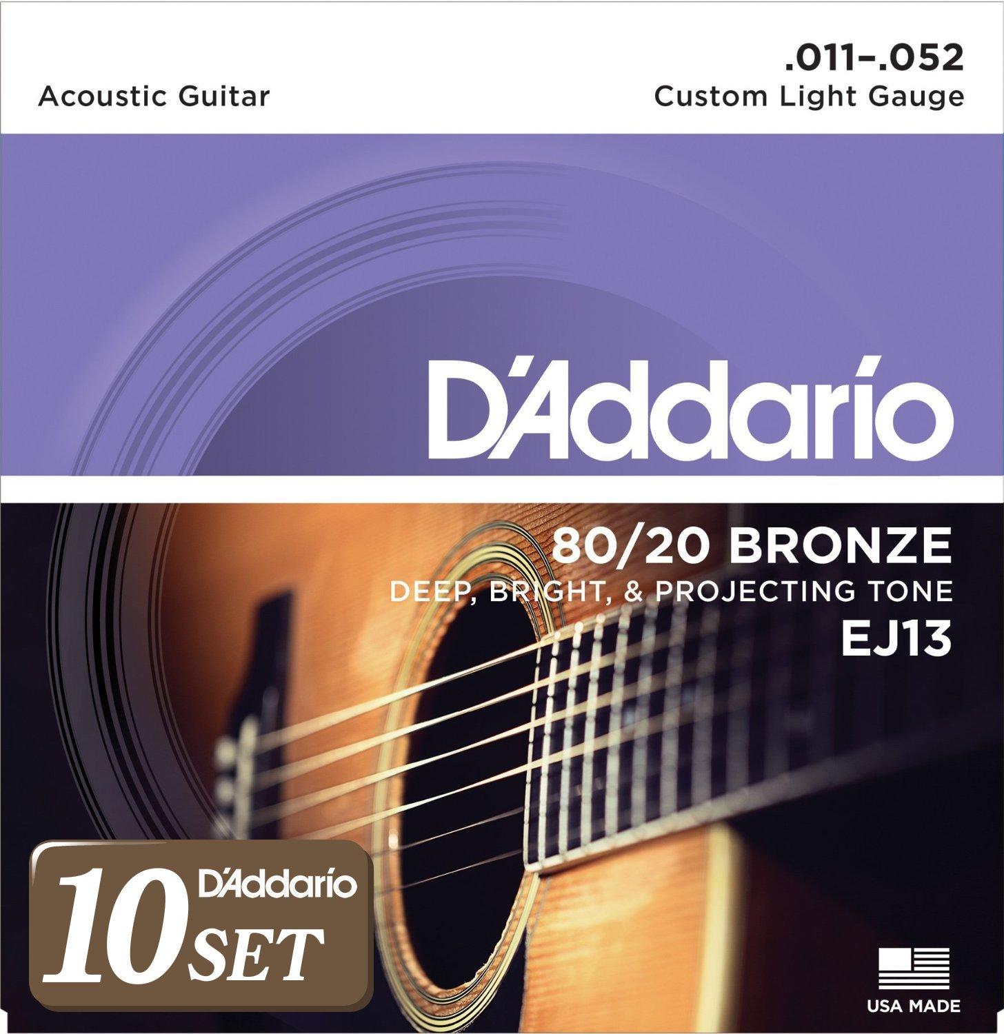 

Струны для акустической гитары Bronze Custom Light EJ13 x 10 Set D Addario 80/20 .011-.052 []