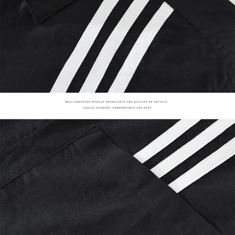 Korean Fashion Men Long Sleeve Shirt Street Style Stripes Patchwork Shirt Spring and Autumn Pure Cotton Casual Tops Youth White Shirt