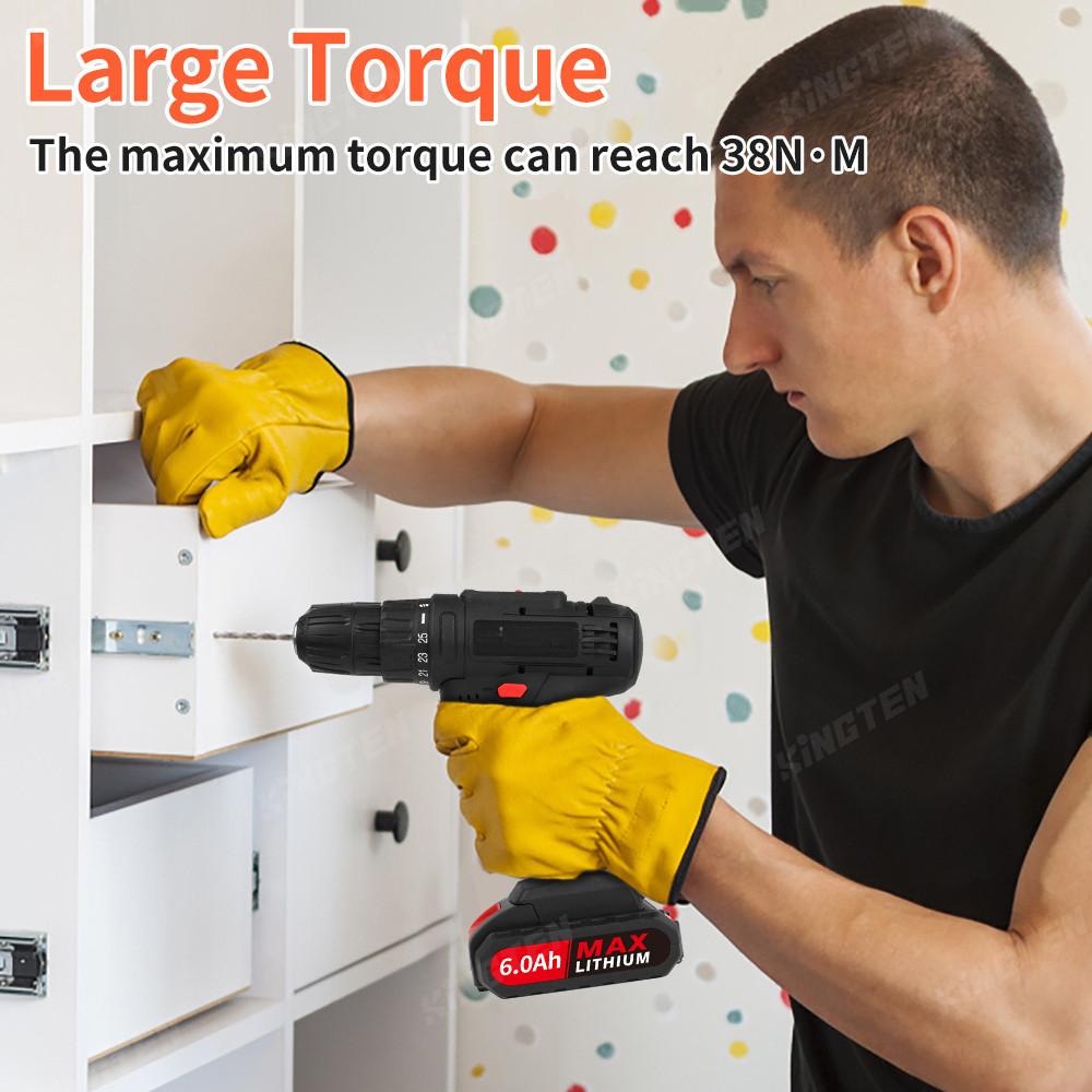 88VF Multifunctional Cordless Electric Hand Drill Cordless Electric Screwdriver Power Drill Tool 25+1 Torque Screwdriver Set