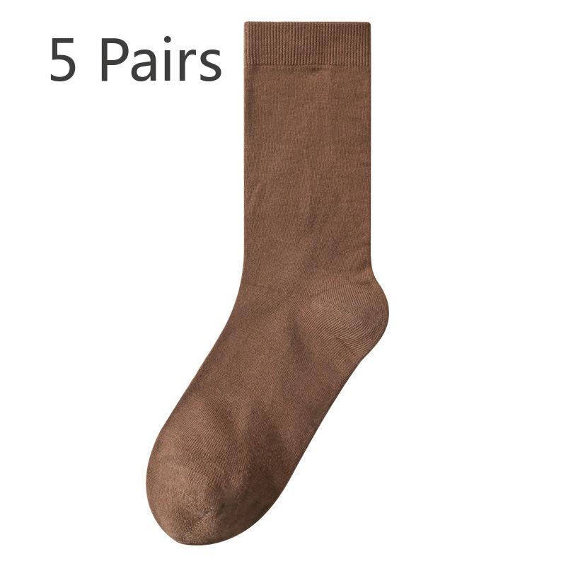 5 Paar Damen Frühling und Herbst Reine Baumwolle Einfarbig Reine Baumwolle Sport Verdickte Mittellange Socken