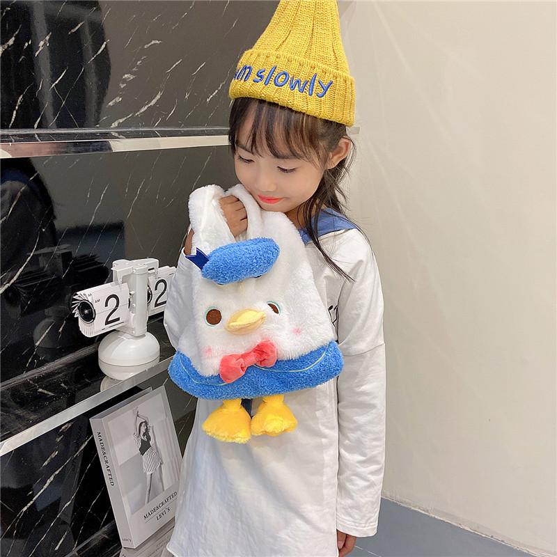 Cartoon Duck Plush Kids Handbag With Breathable Design For Daily Use