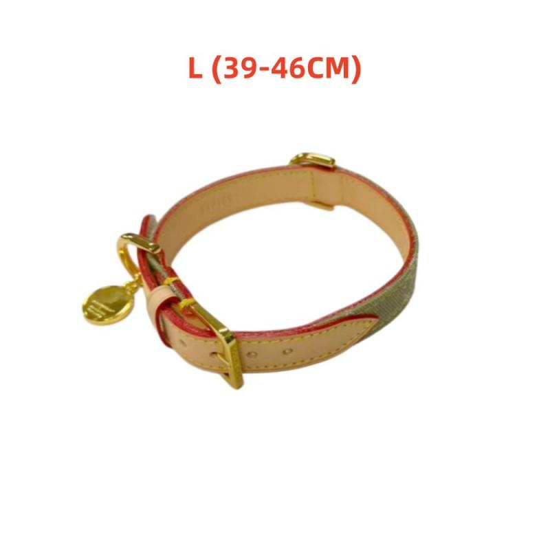 Luxury Denim Monogram Dog Collar Adjustable Leather Pet French Bulldog Dachshund Cat