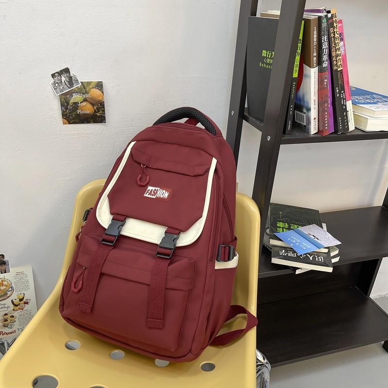 

Fashionable Blocked Color Letter Decoration Large Capacity Student Backpack